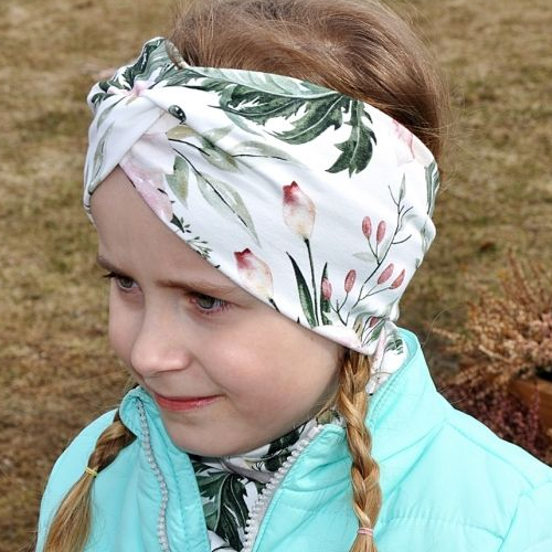 turban dla dziewczynki tropikalne kwiaty